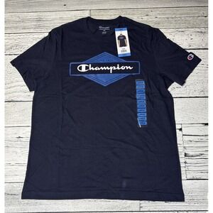Champion Mens Logo T Shirt SS Navy Size Large NEW
